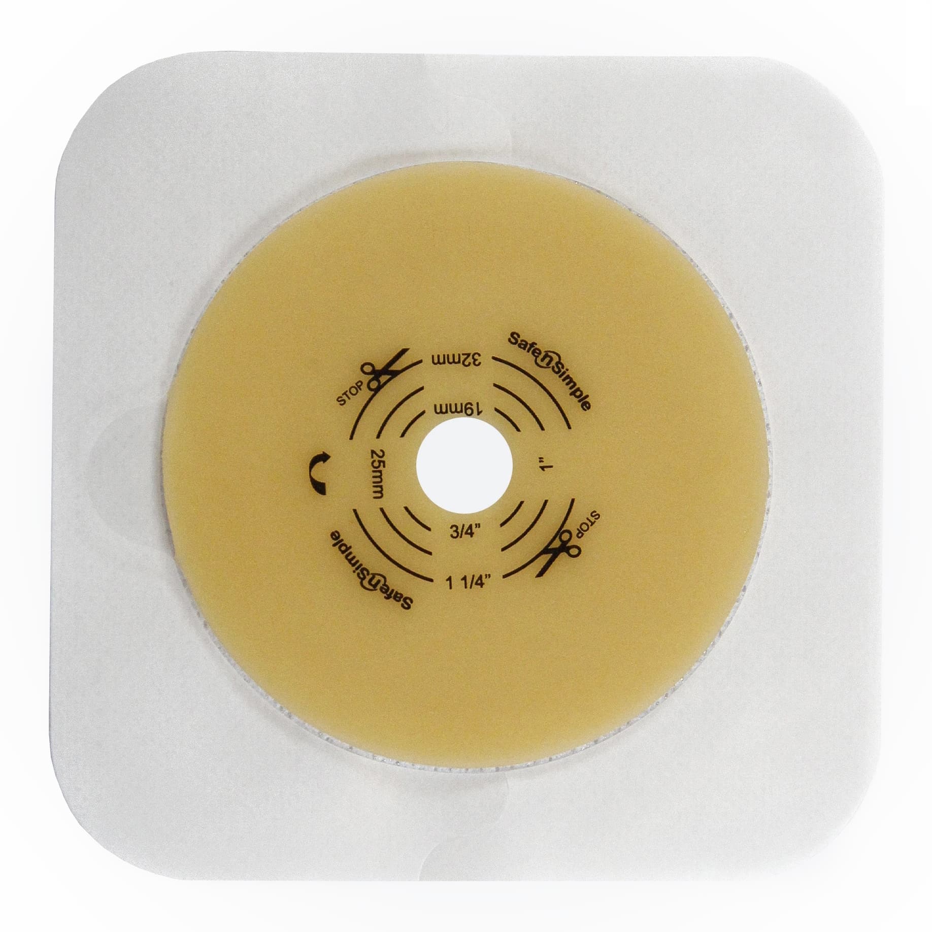 Safe n Simple Ostomy 5 x 5 Barrier with Tape Collar, 7/8 Inch - Box of 5 - Image 1