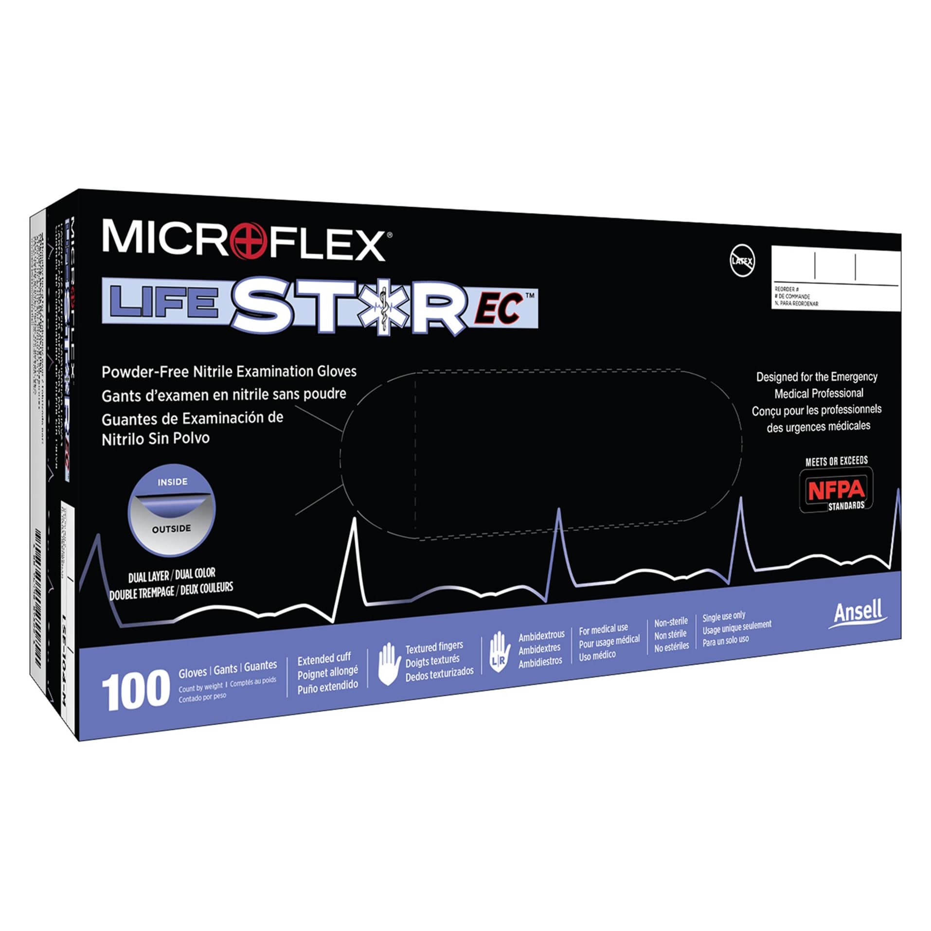 Microflex Medical LifeStar EC Nitrile Exam Gloves, Extra Large - Case of 1000 - Image 1