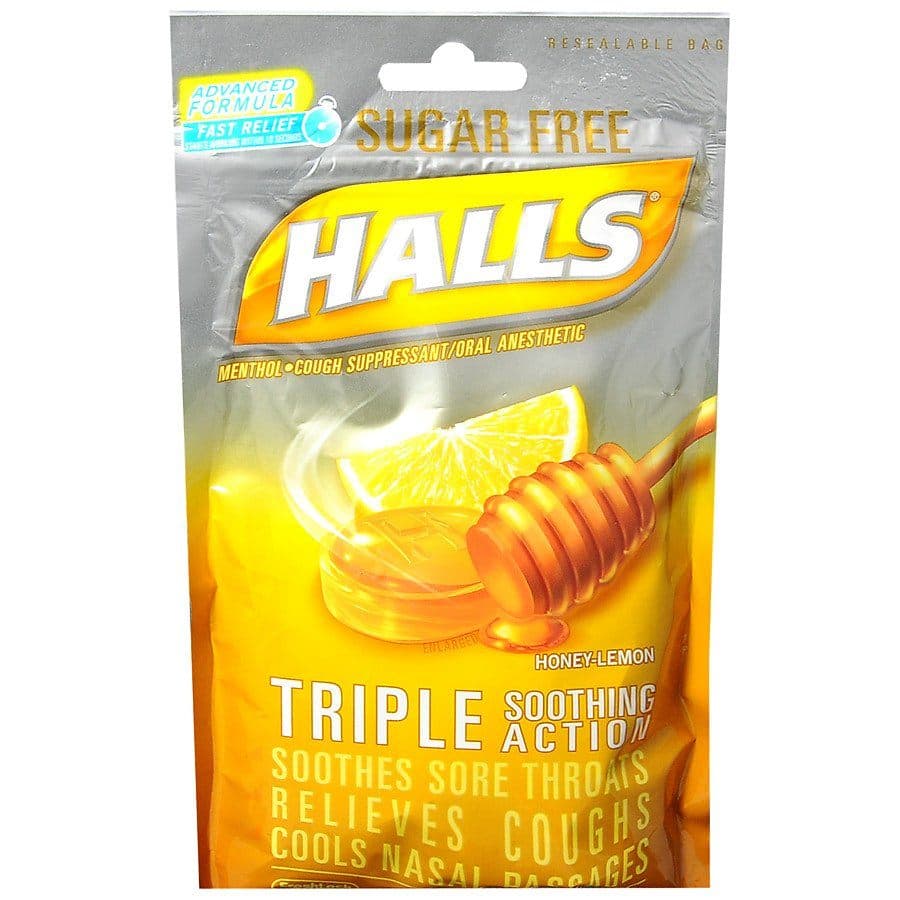 Halls Sugar-Free Cold And Cough Relief Lozenge, Honey Lemon Flavor - Image 1