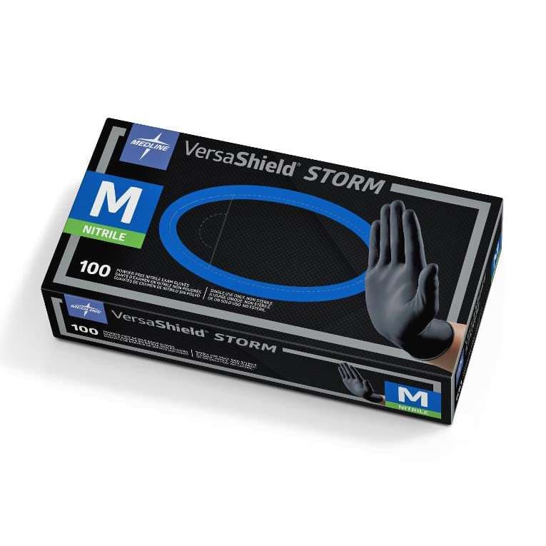 VersaShield Storm Powder-Free Nitrile Exam Gloves, Black, Medium - Case of 1000 - Image 1
