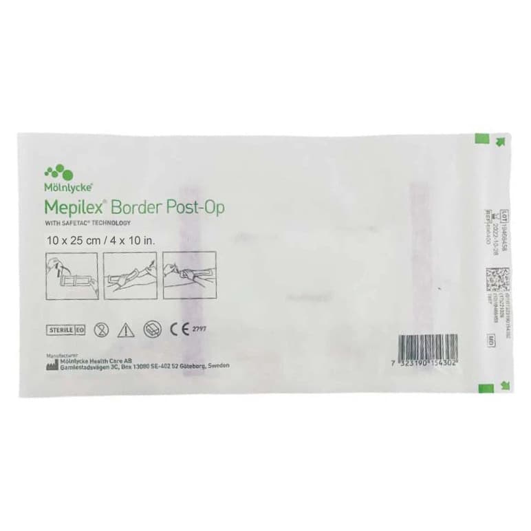 Mepilex Border Post-Op Ag Antimicrobial Dressing, 4 x 10 Inch - Each - Image 1