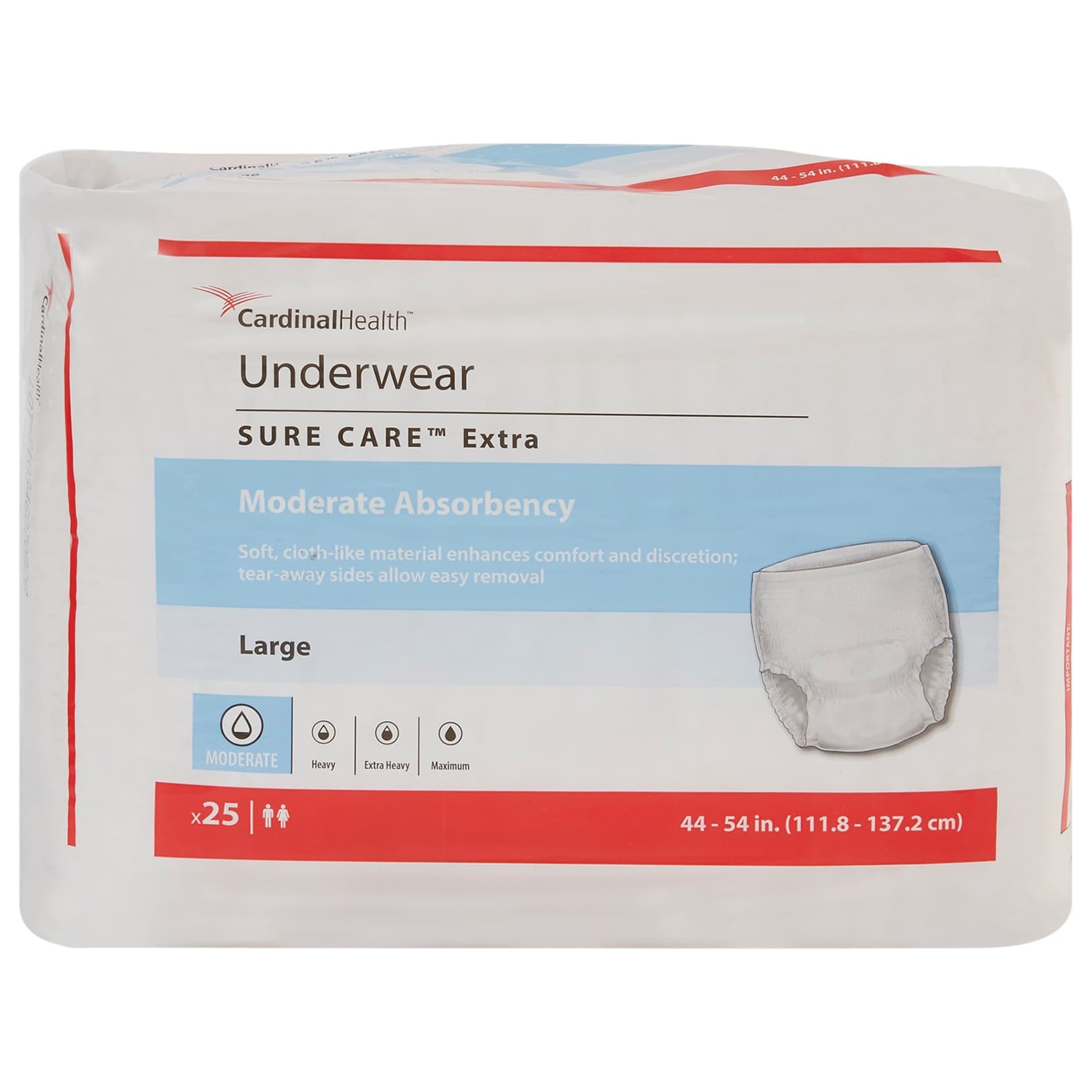 Cardinal Health Sure Care Extra Underwear, Large - Bag of 18 - Image 1