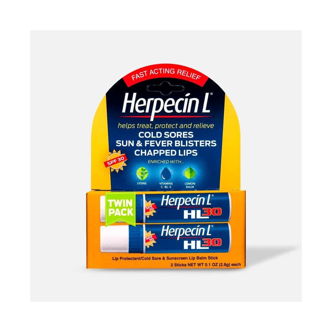Herpecin-L Cold Sores & Sunscreen Lip Balm, Twin Pack - Each