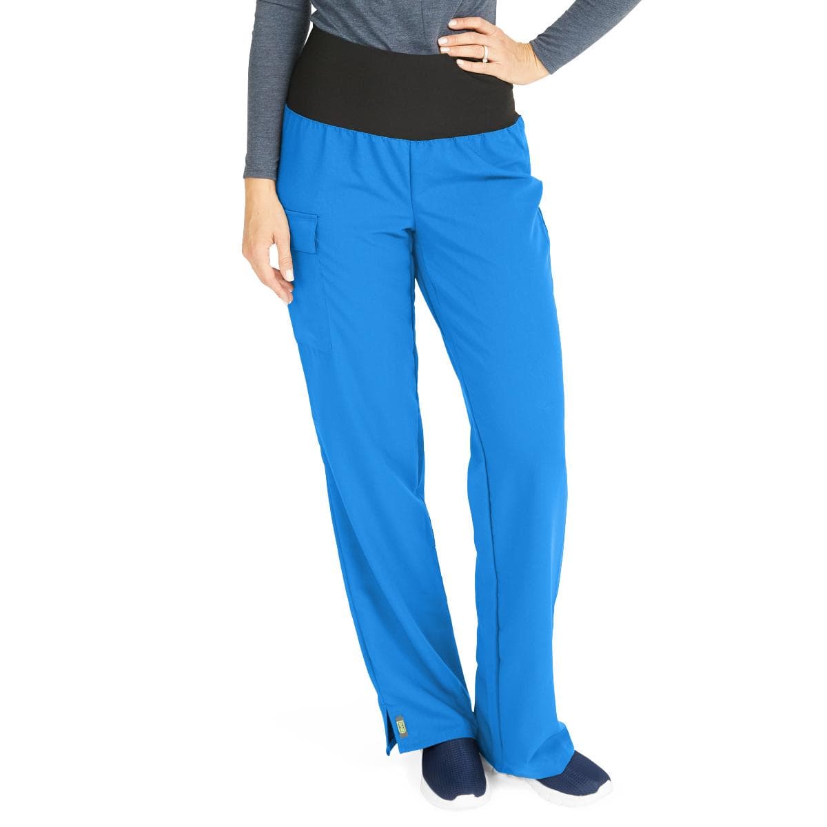 Medline Ocean AVE Women's Stretch Wide Waistband Scrub Pants with Cargo Pocket, Royal Blue, 2XLarge, Petite - Image 1