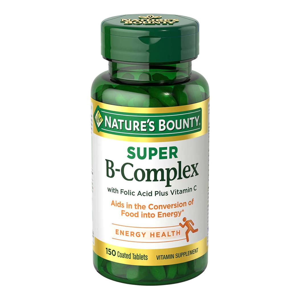 Nature's Bounty B Complex Super with Folic Acid and Vitamin C - Bottle of 150