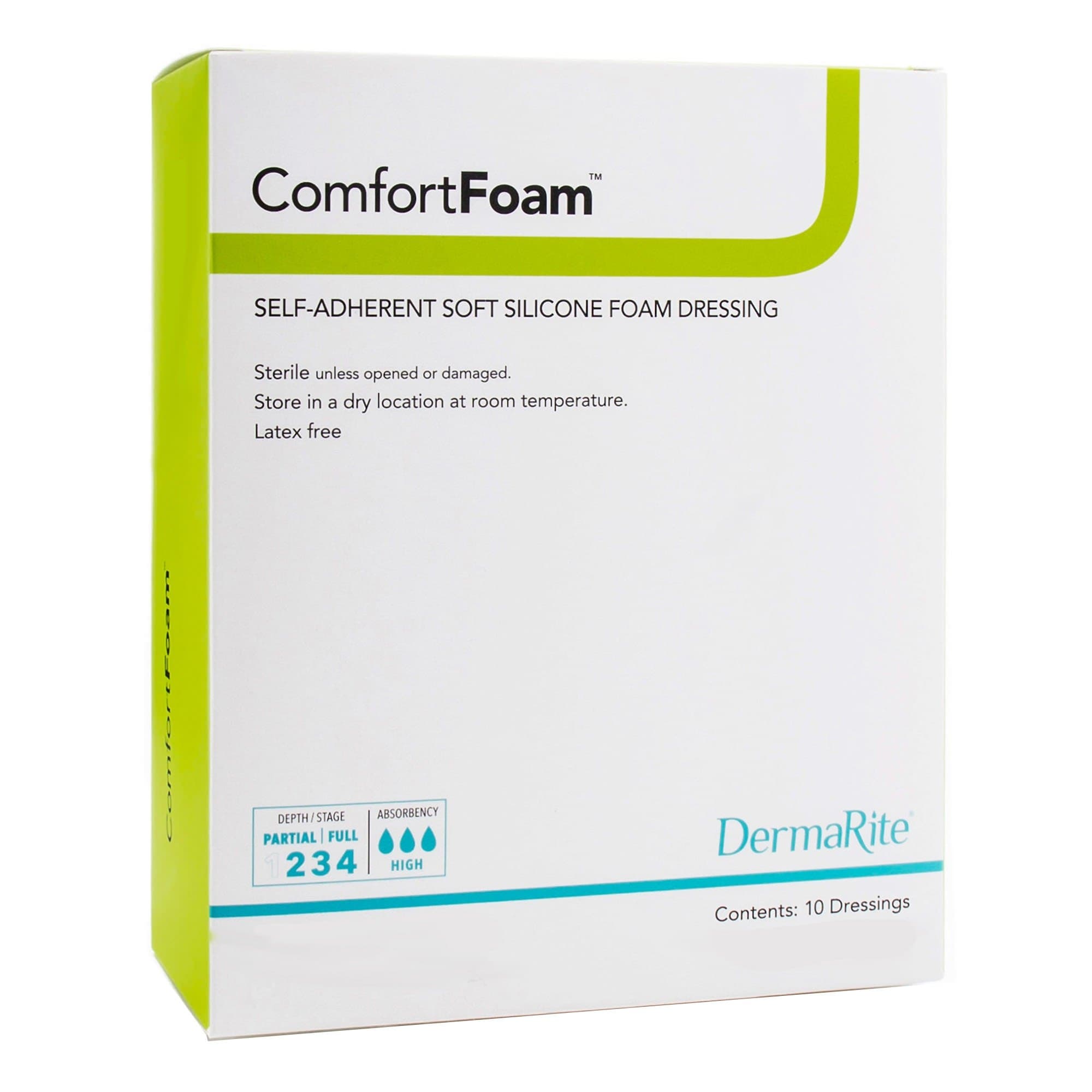 ComfortFoam Self Adherent Soft Silicone Adhesive Foam Wound Dressing, 4 x 8 Inch - Box of 5 - Image 1