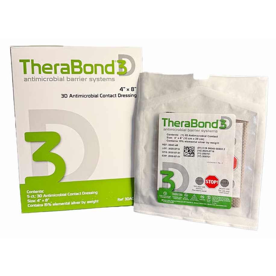 TheraBond 3D Silver Wound Contact Layer Dressing, 4 x 8 Inch - Box of 5 - Image 1