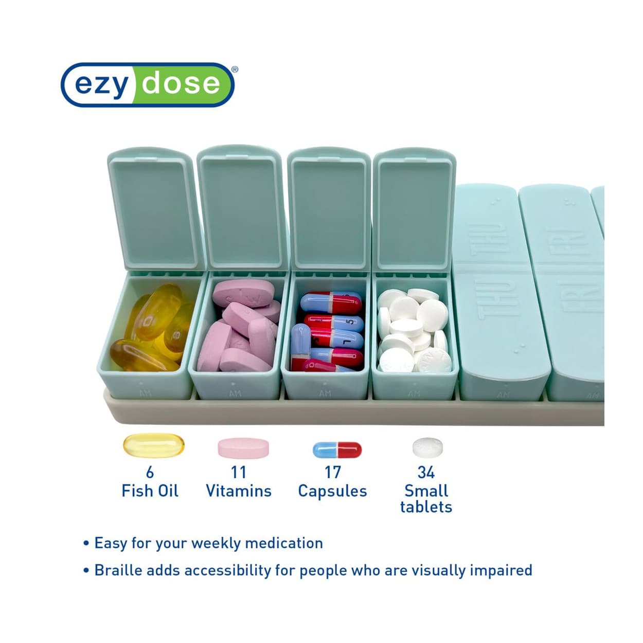 Ezy Dose Weekly AM/PM Pill Organizer, Matte Embossed - Image 3