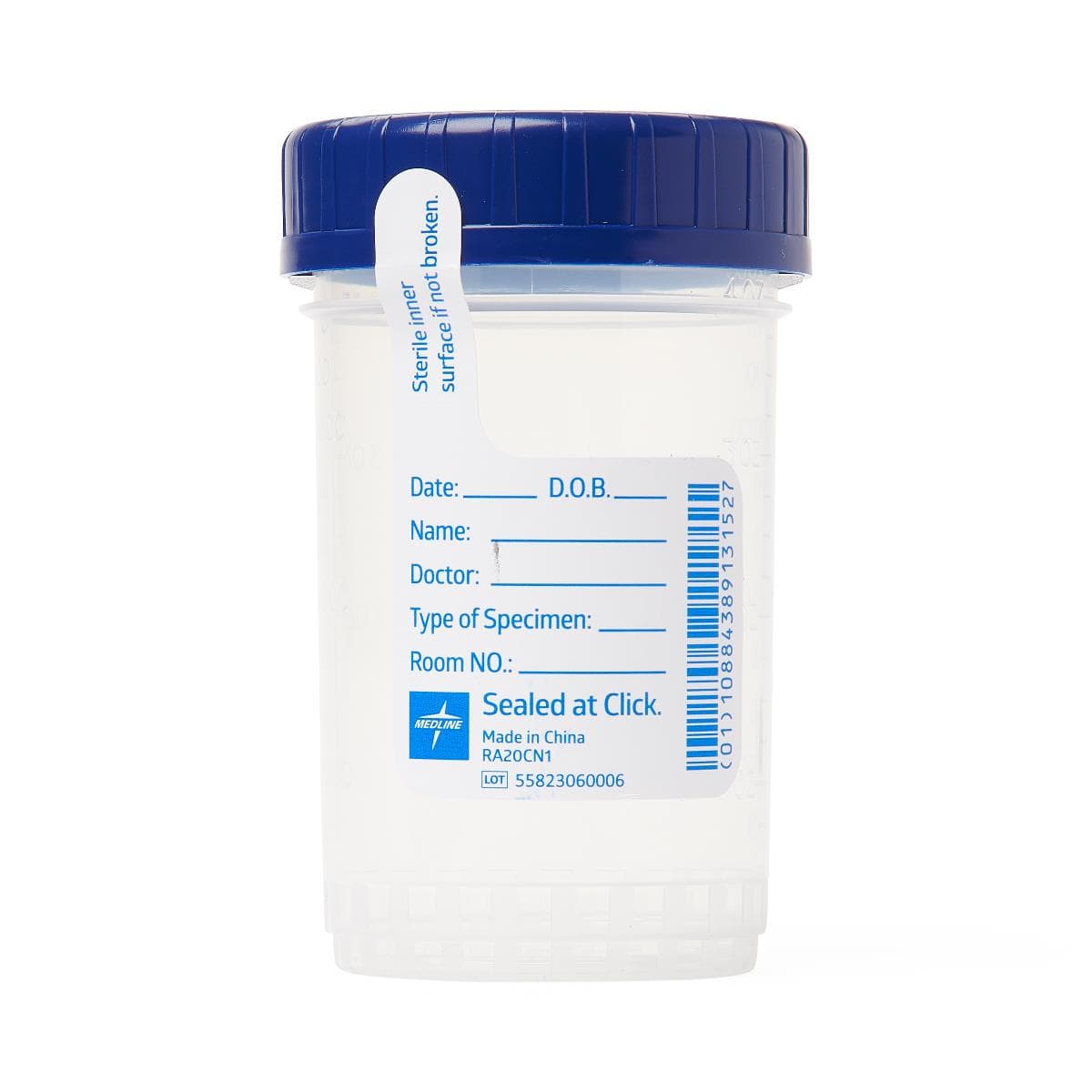 Medline Click N Close Pneumatic Tube Specimen Container with Tamper-Evident Seal - Case of 300 - Image 1