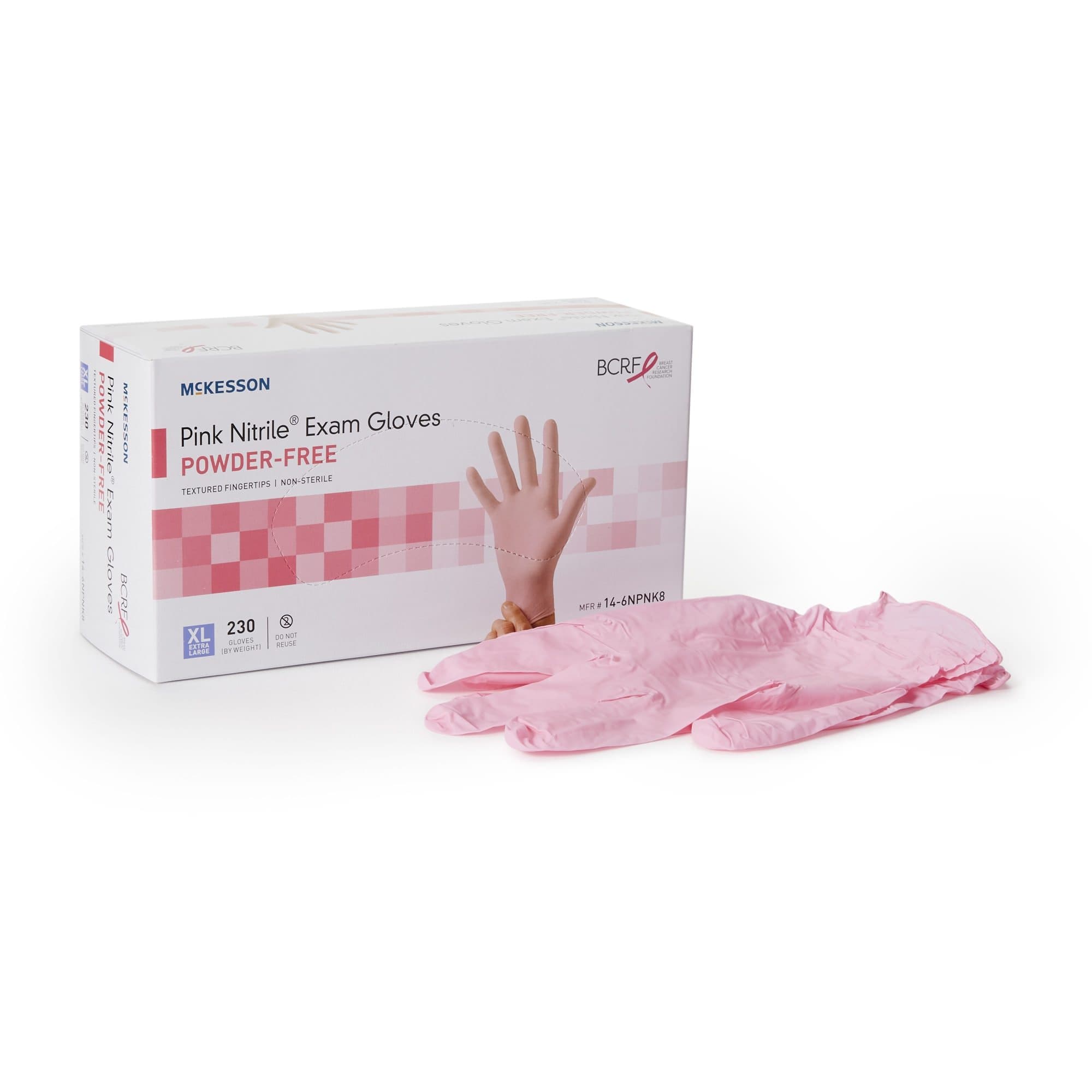 McKesson Nitrile Powder Free Exam Gloves, Pink, X-Large - Box of 250 - Image 1