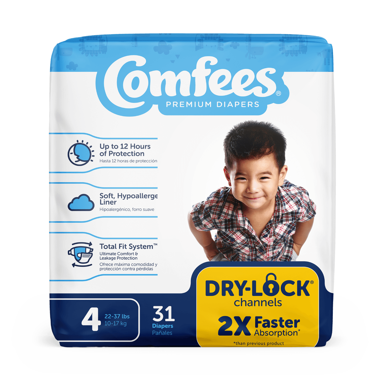Comfees Premium Baby Diapers, Size 4 - Case of 124 - Image 1