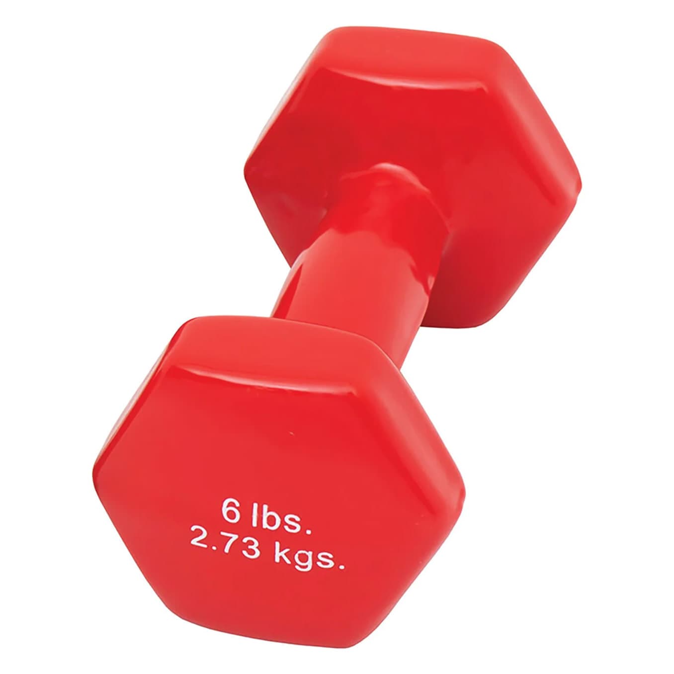 CanDo vinyl coated dumbbell, Red, 6 Lb - Each - Image 1