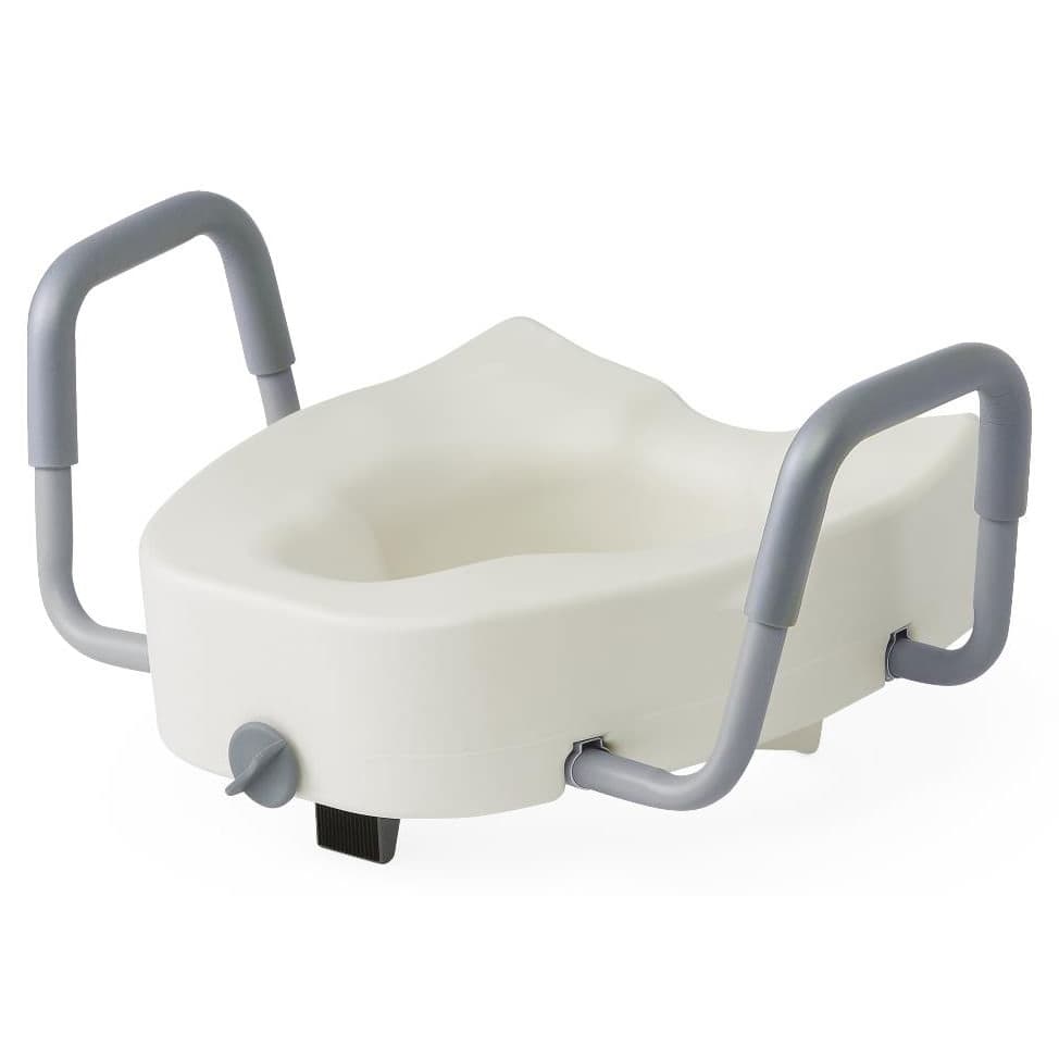 Medline Raised Elongated Toilet Seat with Lock and Arms - Image 2