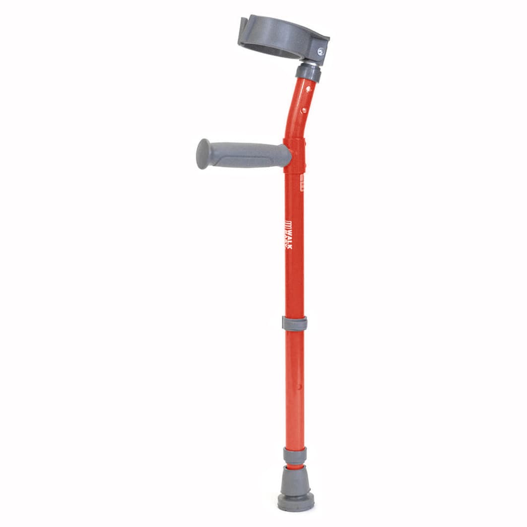 Walk Easy pediatric forearm height adjustable crutches with 3" full cuff (Pair) - Red - Image 1