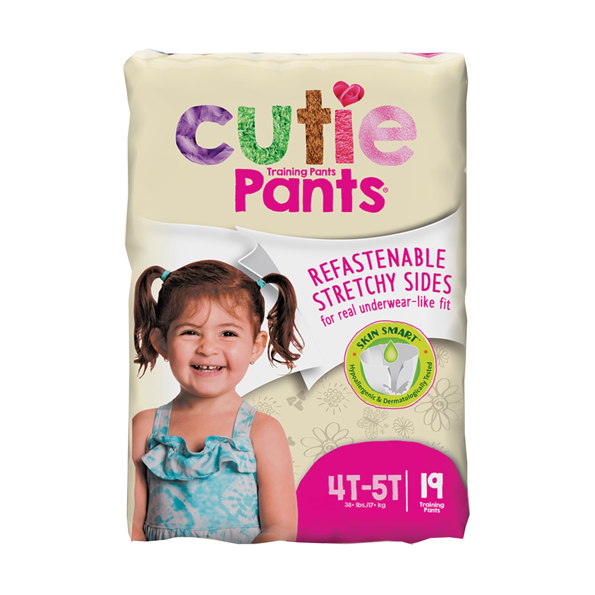 Cuties Training Pants for Girls, 4T to 5T, Over 38 lbs - Package of 19 - Image 1