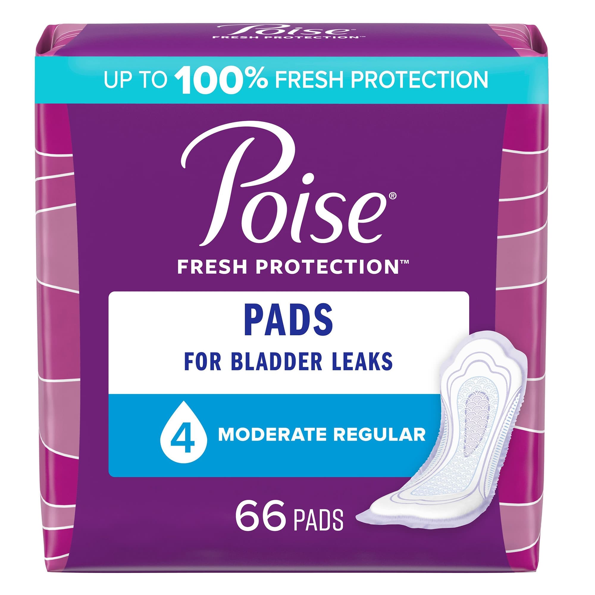 Poise Fresh Protection Bladder Control Pad, Moderate, Regular - Carton of 132 - Image 1