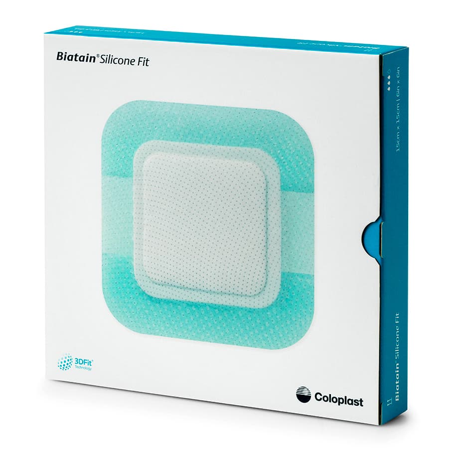 Coloplast Biatain Bordered Silicone Fit Foam Dressing, 6 x 6 Inch - Box of 5 - Image 1