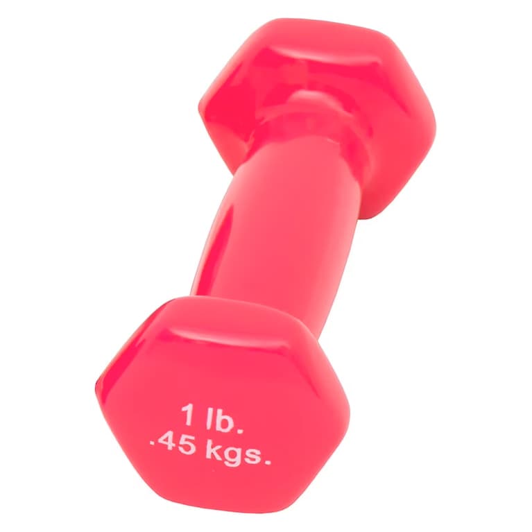CanDo vinyl coated dumbbell, Pink, 1 Lb - Each - Image 1
