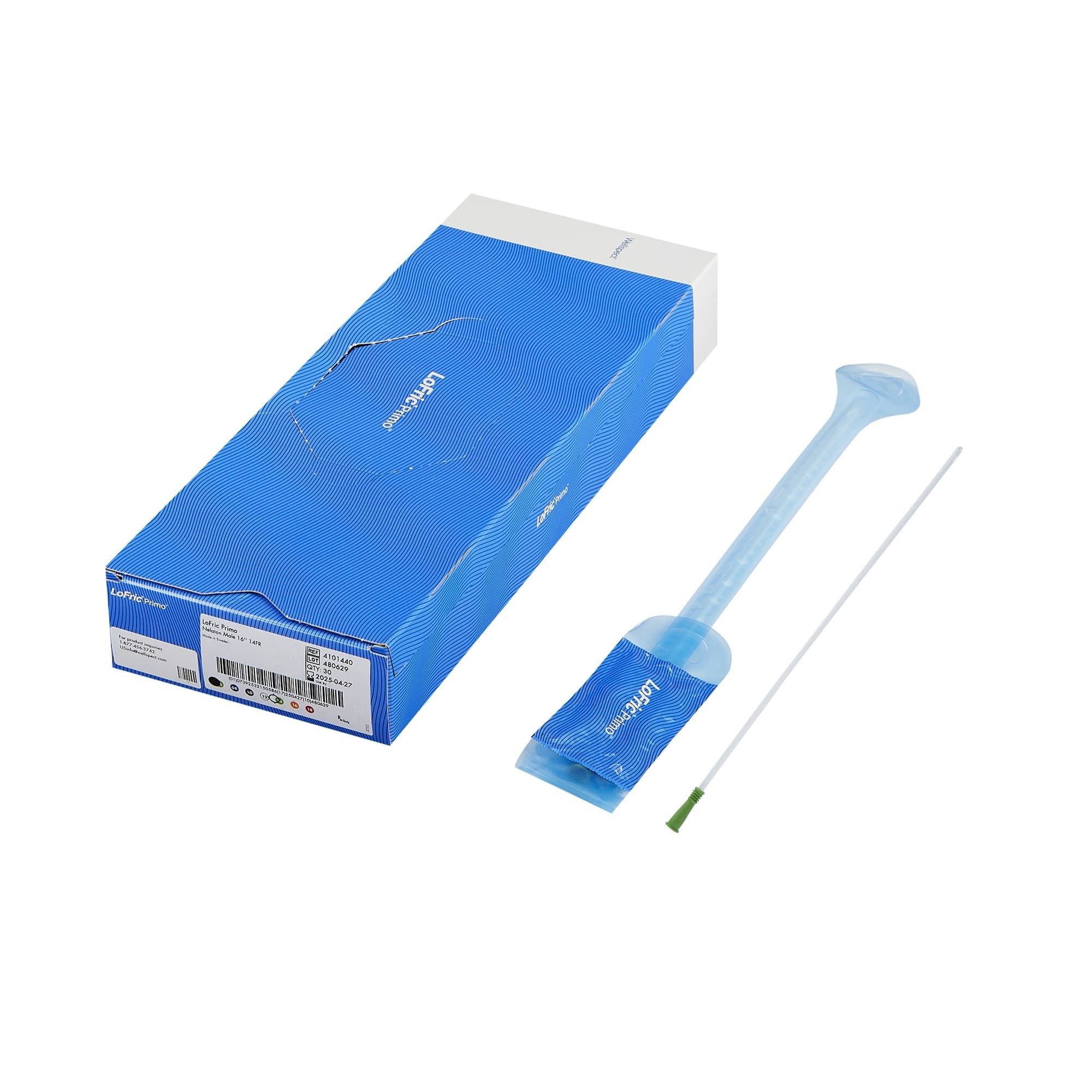 LoFric Primo Hydrophilic Intermittent Catheter, Male, 14 Fr - Box of 30 - Image 1