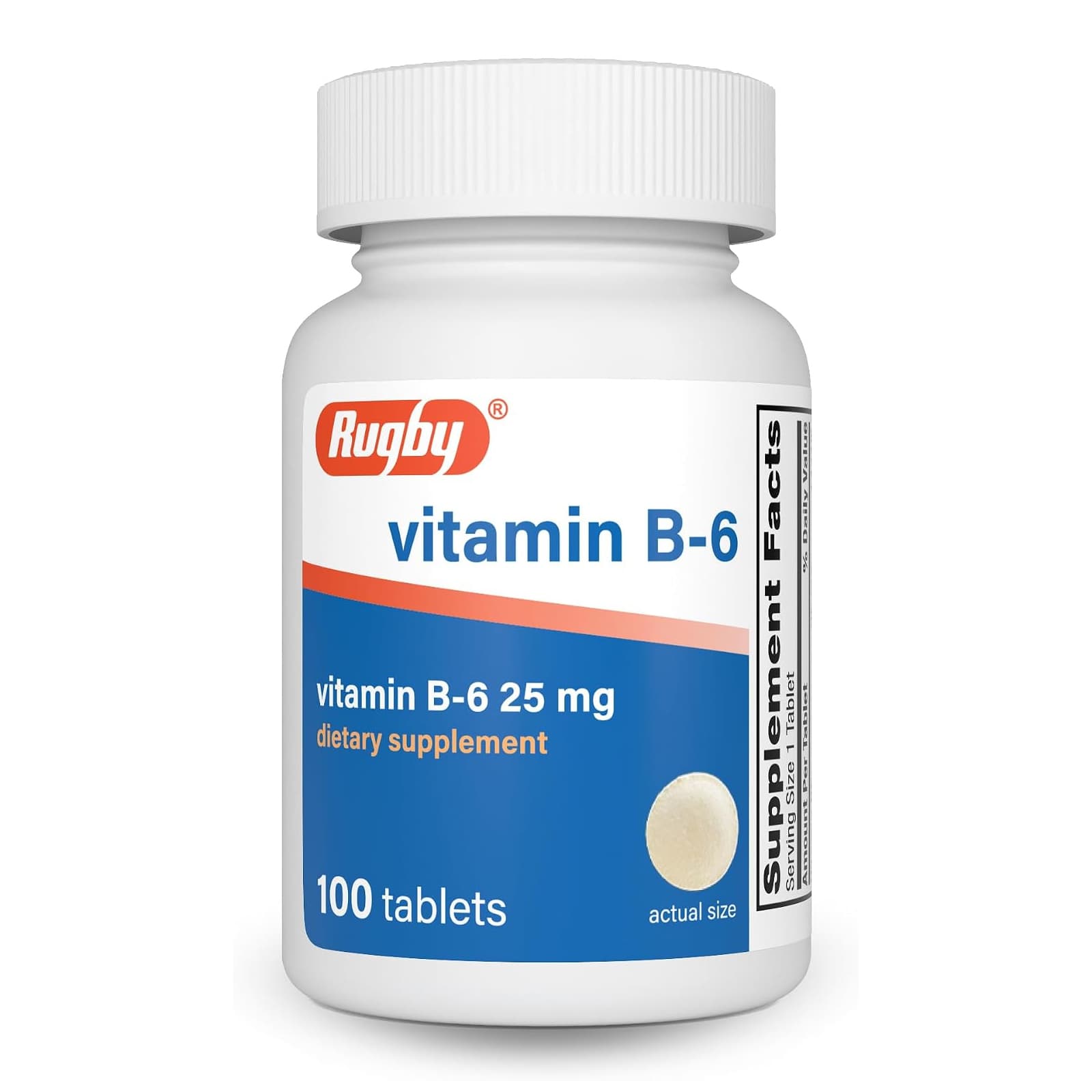 Rugby Vitamin B6 Supplement, 25 mg