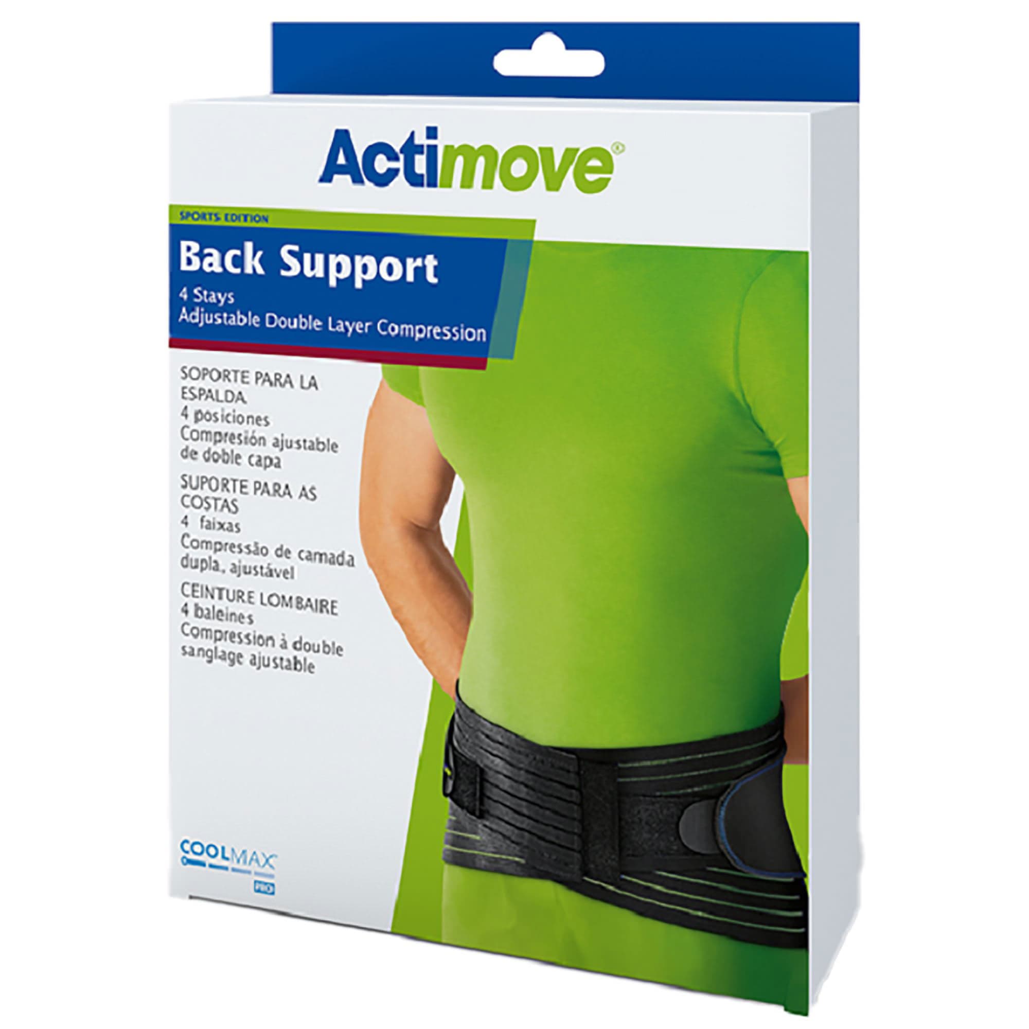 Actimove Back Support 4 Stays Adjustable Double Layer Compression - Image 1