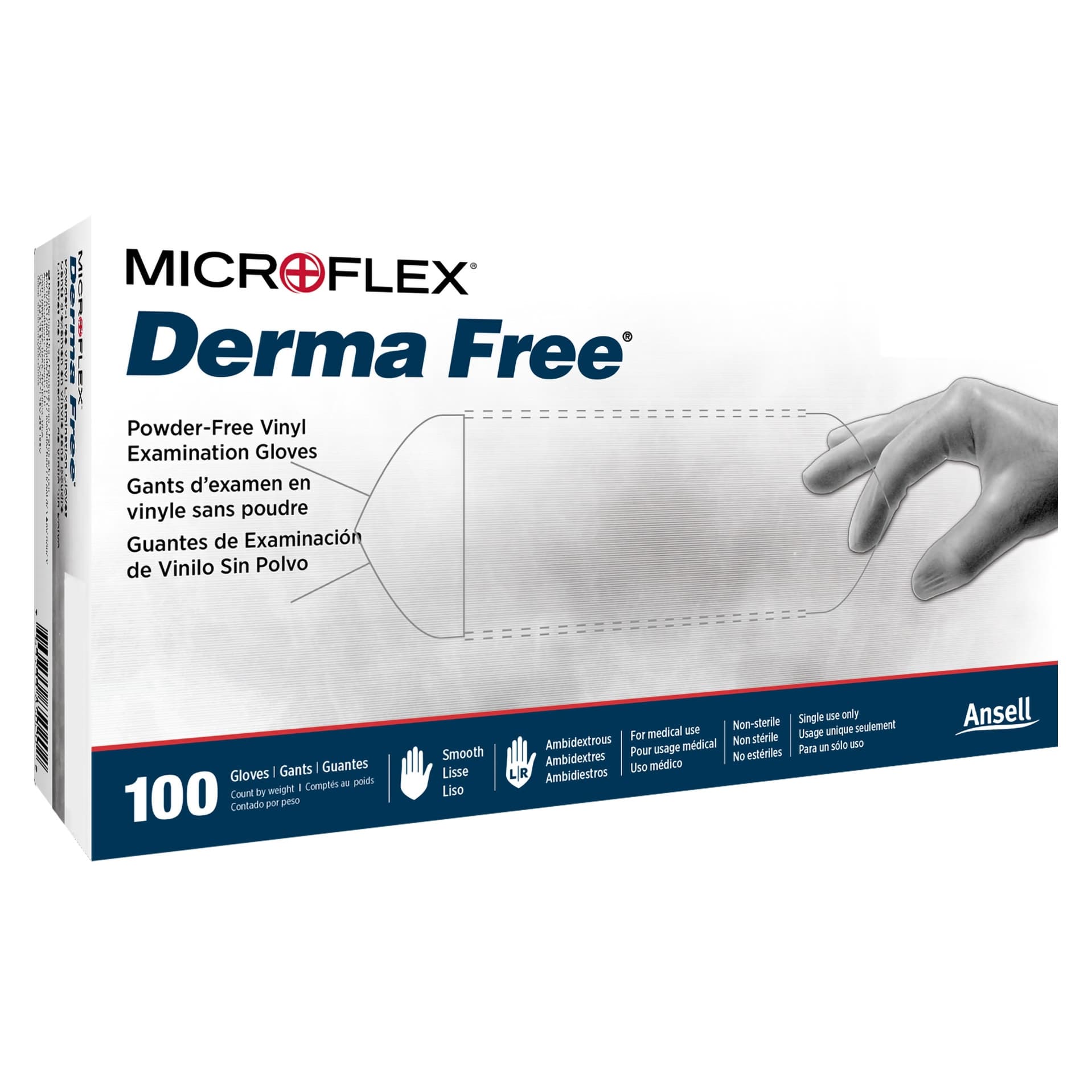 Microflex Medical Derma Free Vinyl Exam Gloves - Image 1