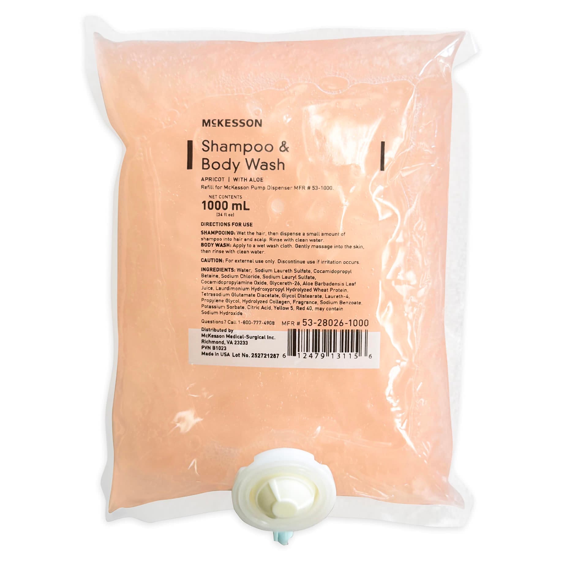 McKesson Shampoo and Body Wash with Aloe, Apricot Scent, 1000 ml - Image 1