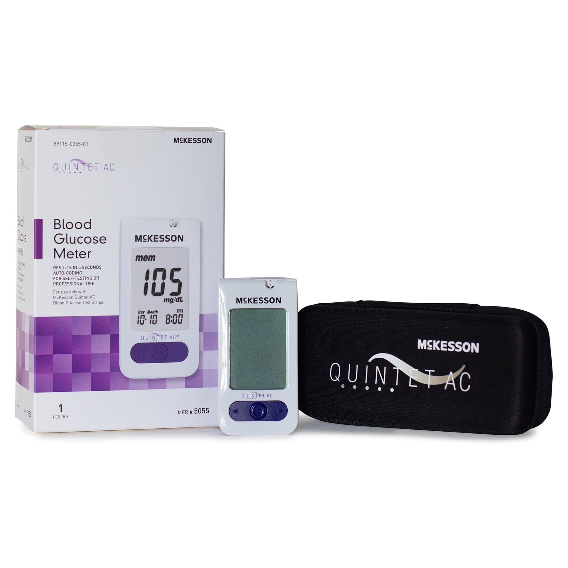 QUINTET AC Blood Glucose Meter 1.0 to 2.0 Microliter No Coding Required Stores up to 500 Results - Each - Image 1
