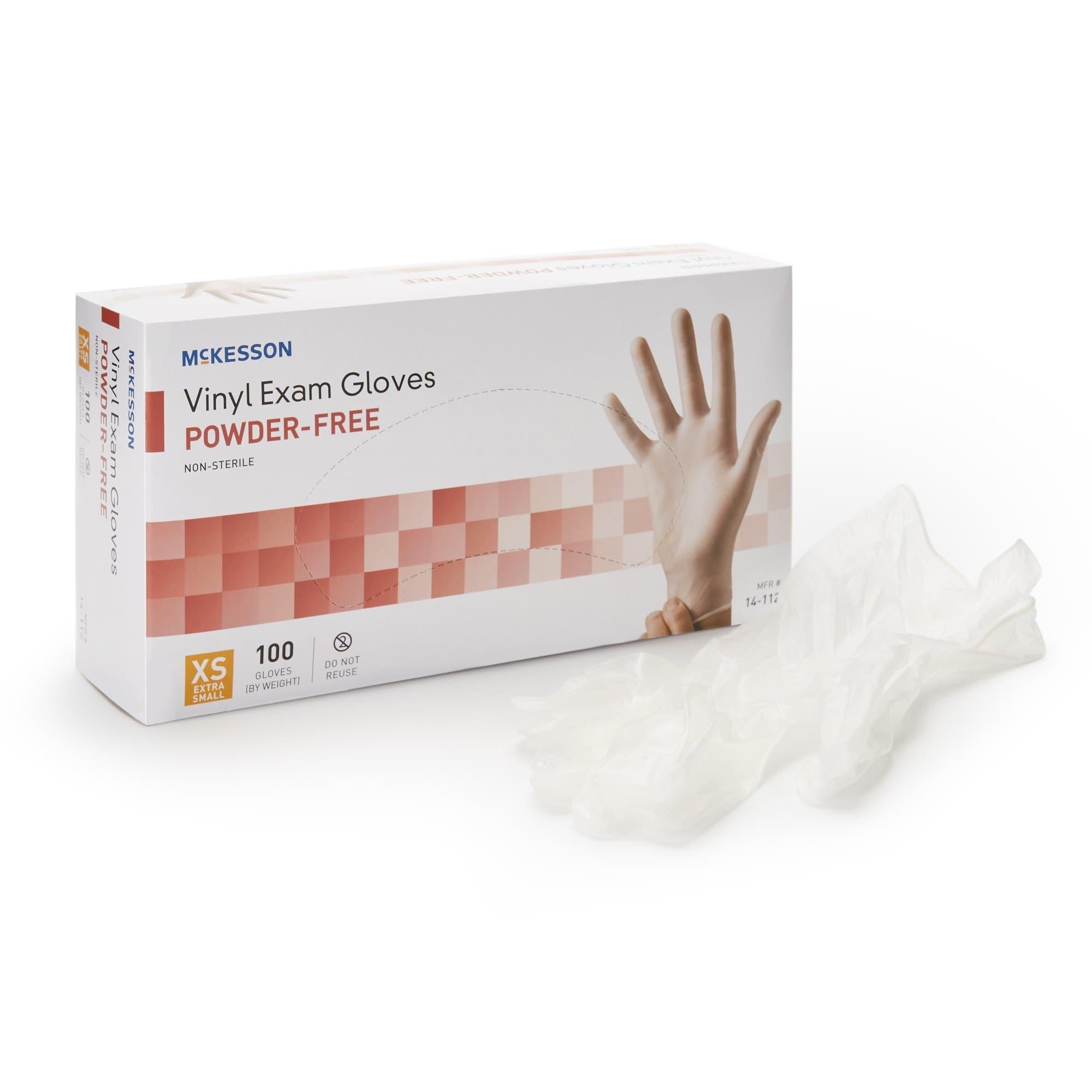 McKesson Standard Cuff Vinyl Powder Free Exam Gloves, Clear, X-Small - Box of 100 - Image 1