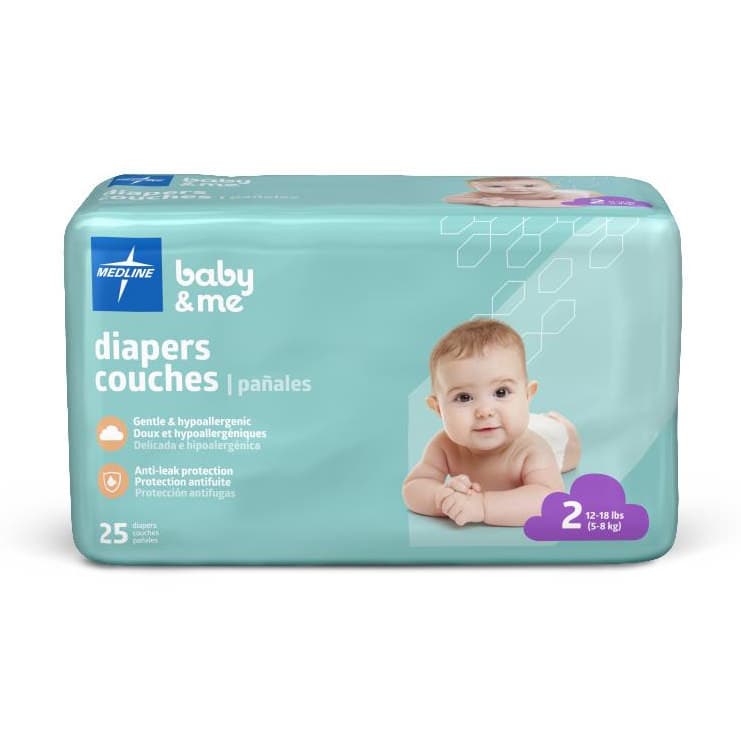 Medline Baby and Me Diaper, Size 2 - Case of 200 - Image 1