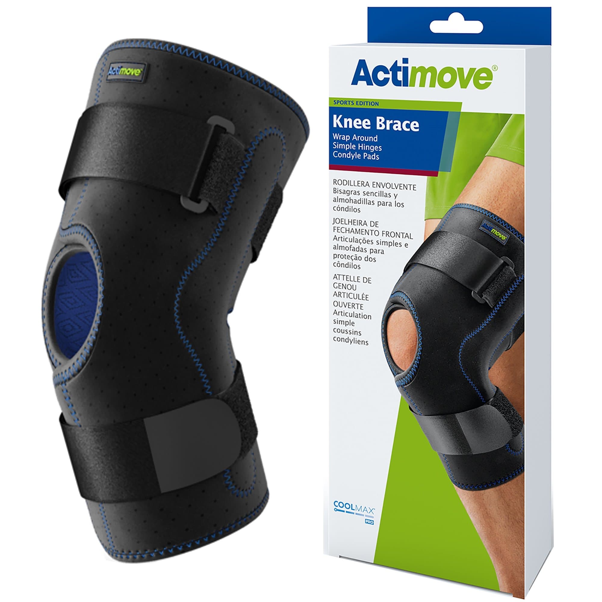 Actimove Knee Brace Wrap Around, Simple Hinges, Condyle Pads, 2XLarge, Black - Image 1