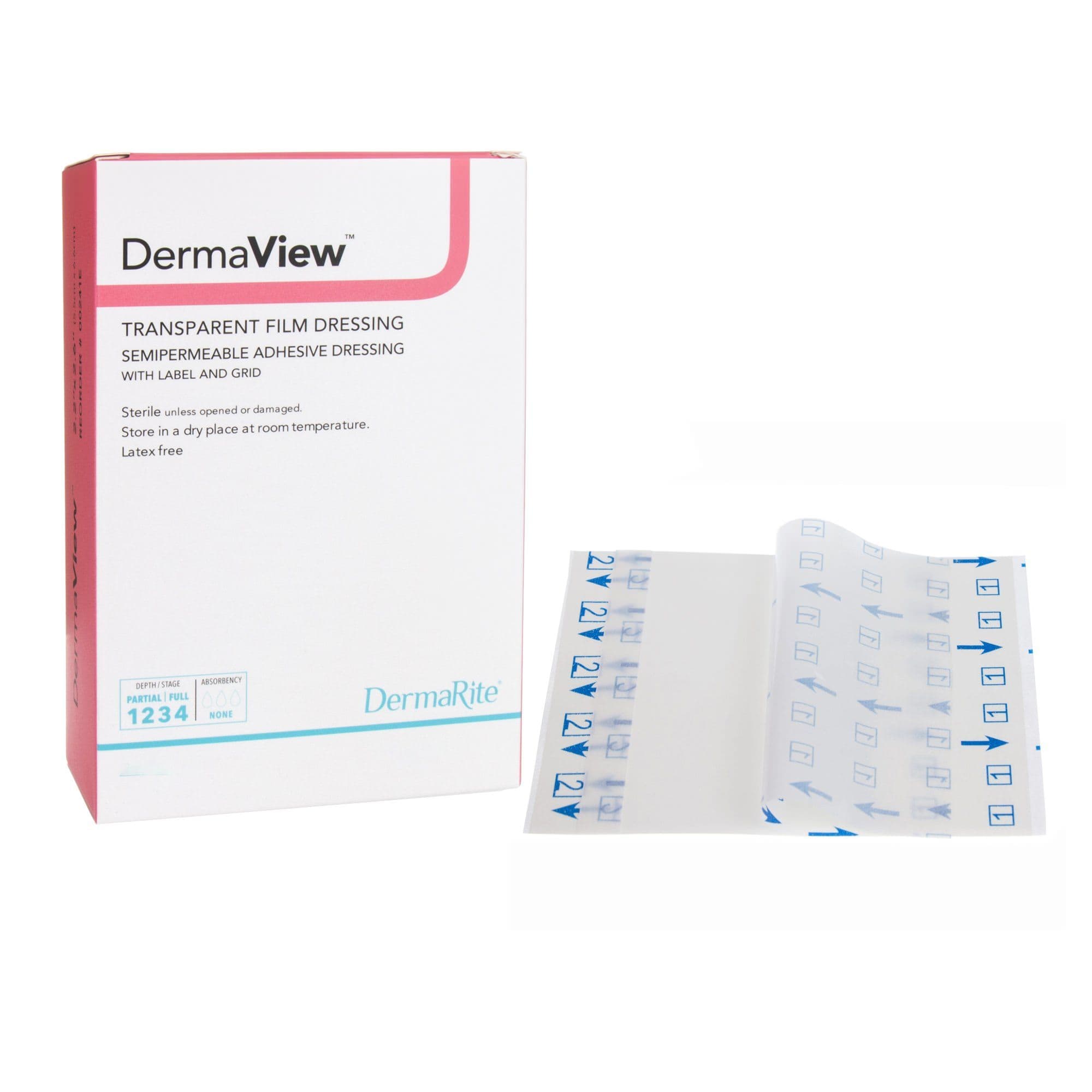 DermaView Transparent Semi-Permeable Adhesive Film Dressing, 4 x 5 Inch - Box of 50 - Image 1