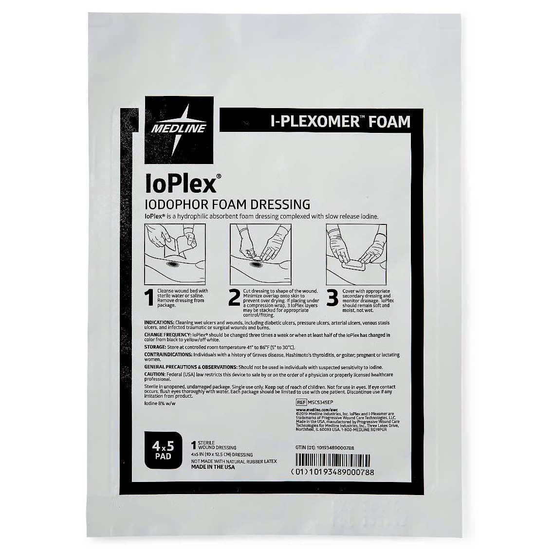 IoPlex Iodophor Foam Dressing, Hydrophilic, 4 x 5 Inch - Each - Image 1