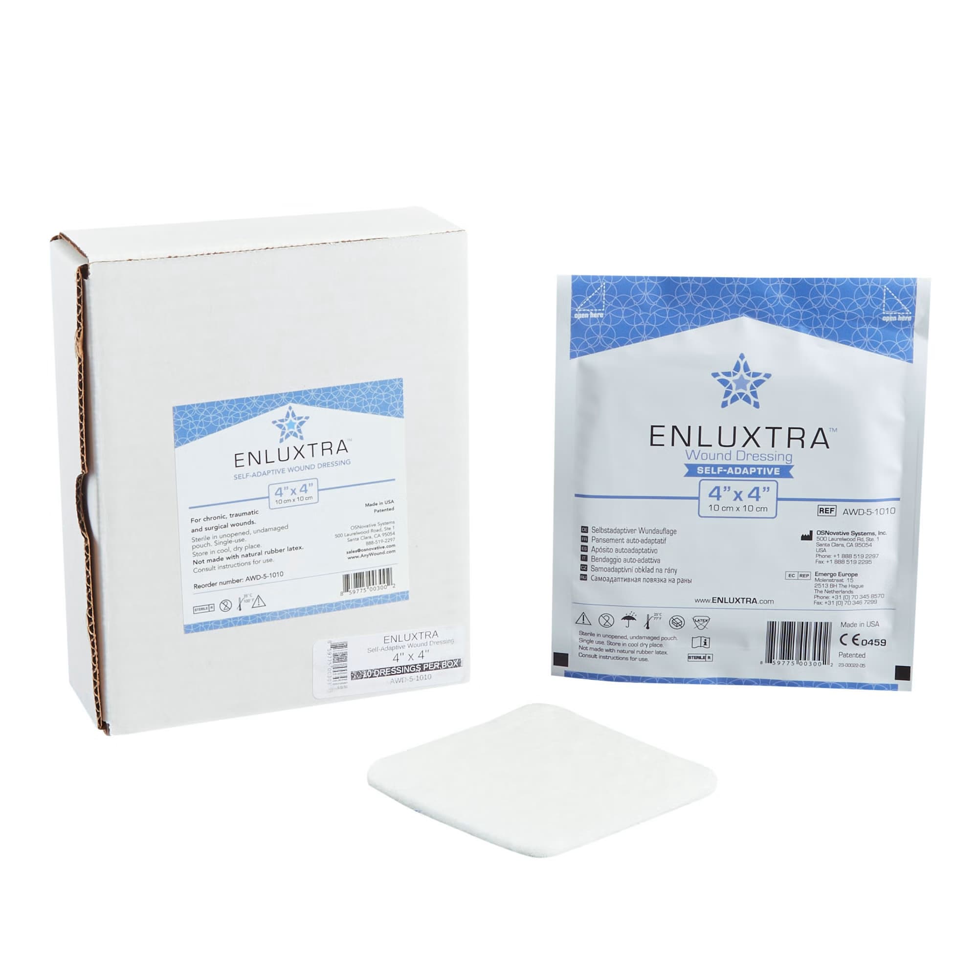 Enluxtra Self-Adaptive Super Absorbent Dressing, 4 x 4 Inch - Case of 100 - Image 1