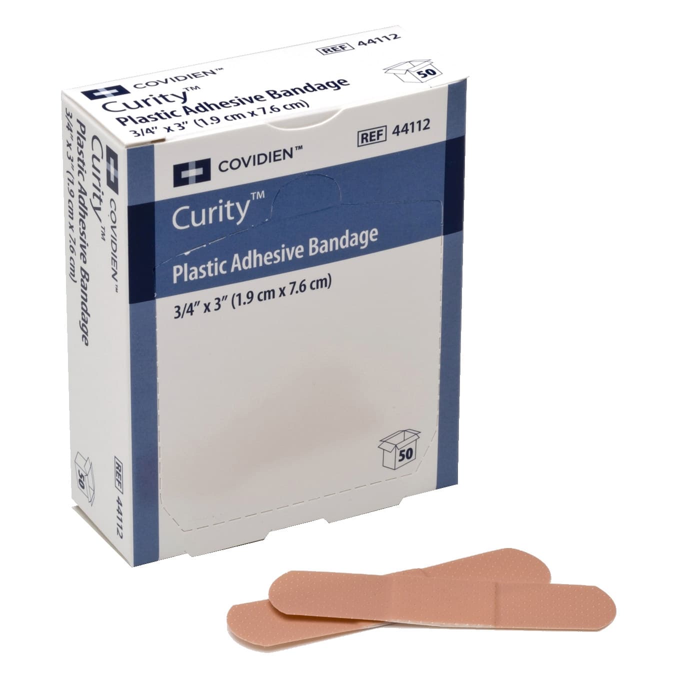 Curity Plastic Adhesive Strip Bandages, Tan, 3/4 x 3 Inch - Case of 1200 - Image 1