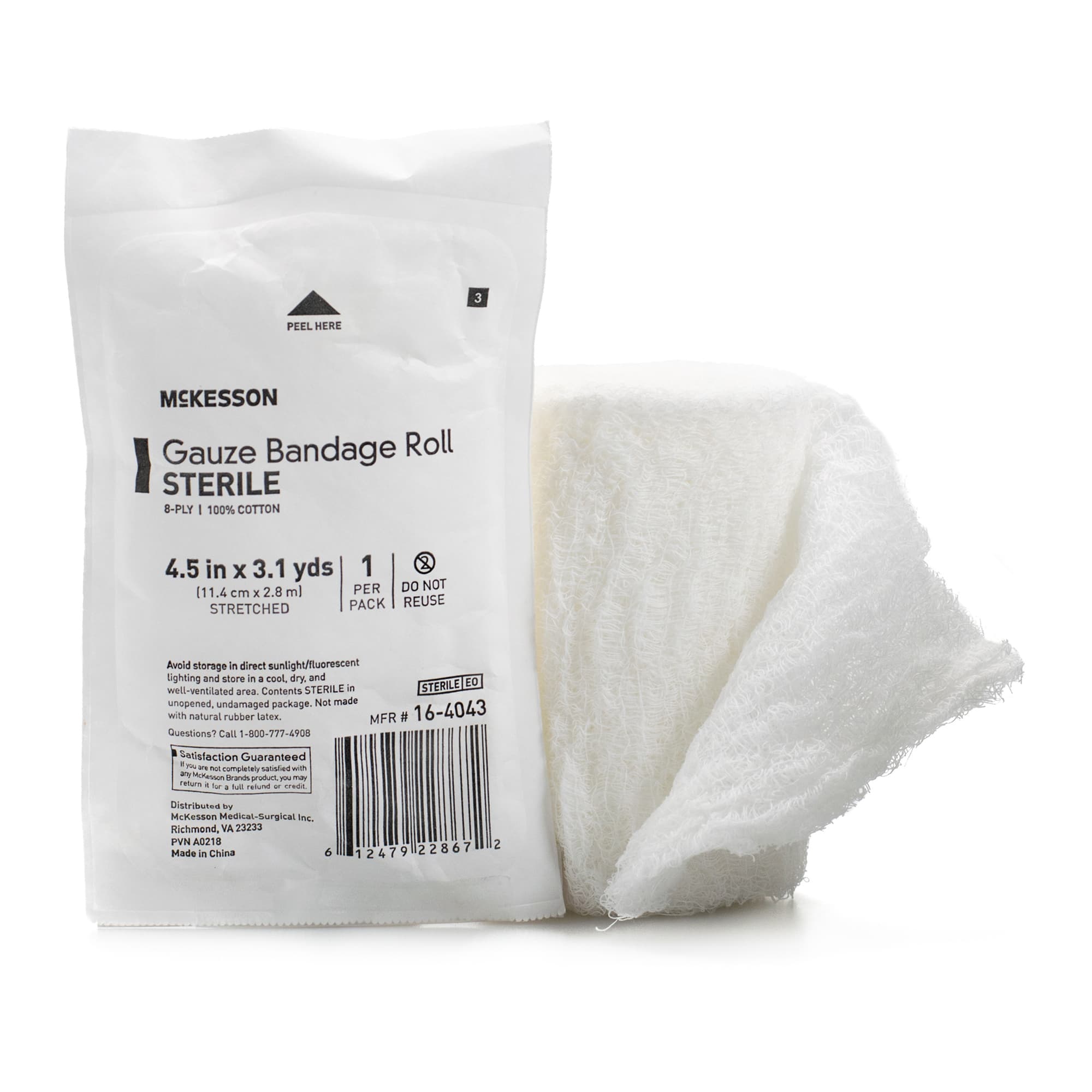 McKesson Fluff Bandage Roll White 6-Ply Roll Shape Sterile, 4-1/2 Inch x 3-1/10 Yard - Case of 100 - Image 1