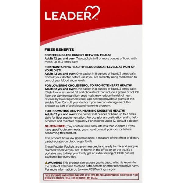 Leader Sugar-Free Daily Fiber, Orange Smooth Flavor Powder, Single Dose Packs - Box of 54 - Image 3