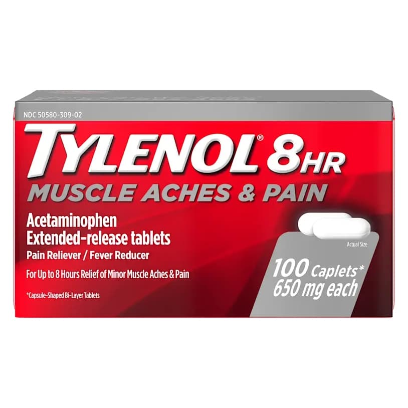 Tylenol 8 HR Muscle Aches and Pain Caplets - Pack of 100