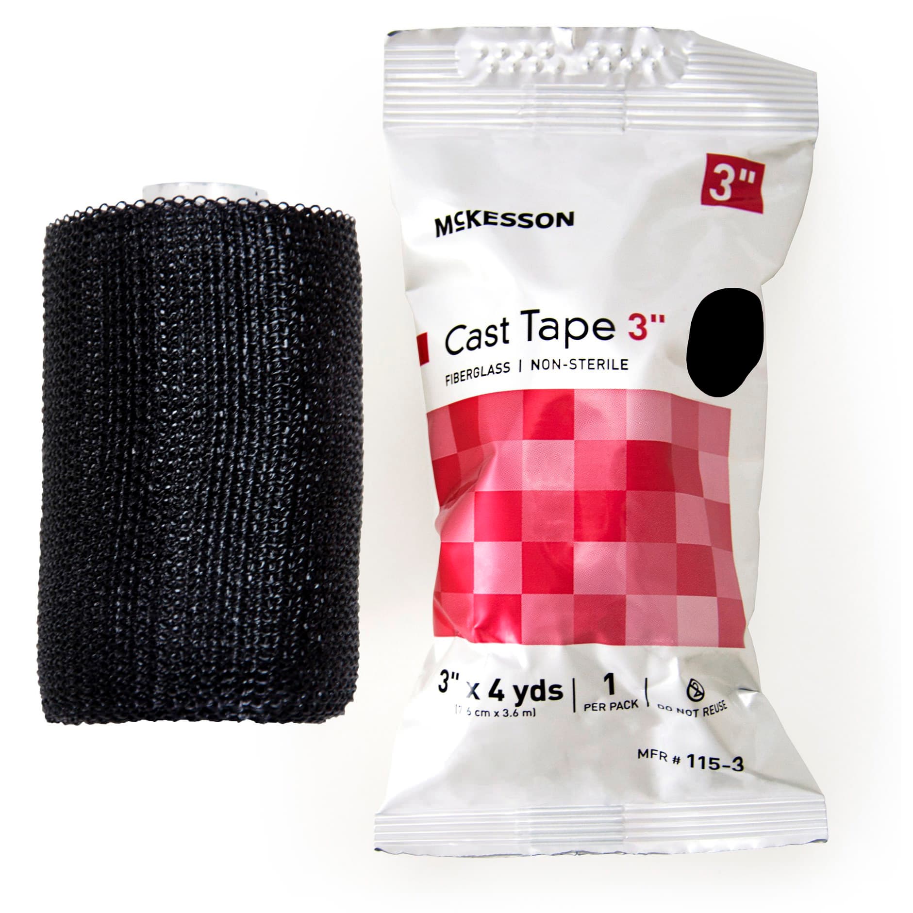 McKesson Fiberglass Cast Tape, Black, 3 Inch x 4 Yard - Box of 10 - Image 1