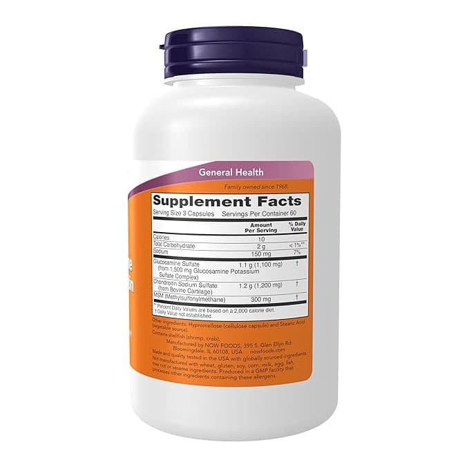 Now Foods Glucosamine & Chondroitin with MSM Capsules - Bottle of 180 - Image 2