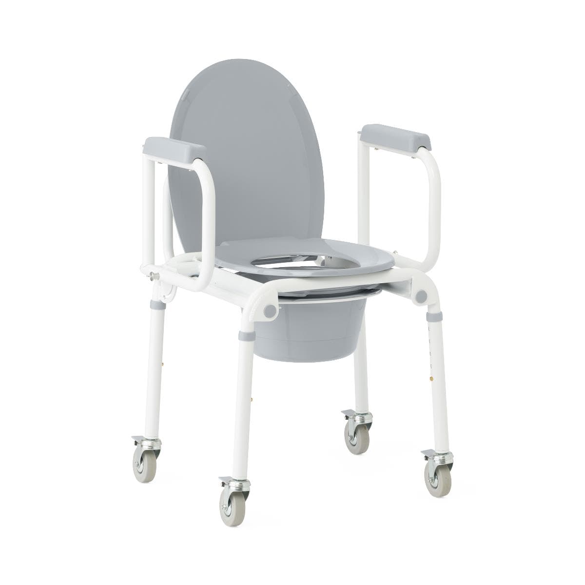 Medline Aluminum Drop-Arm Commode, 4 Locking Casters - Image 1