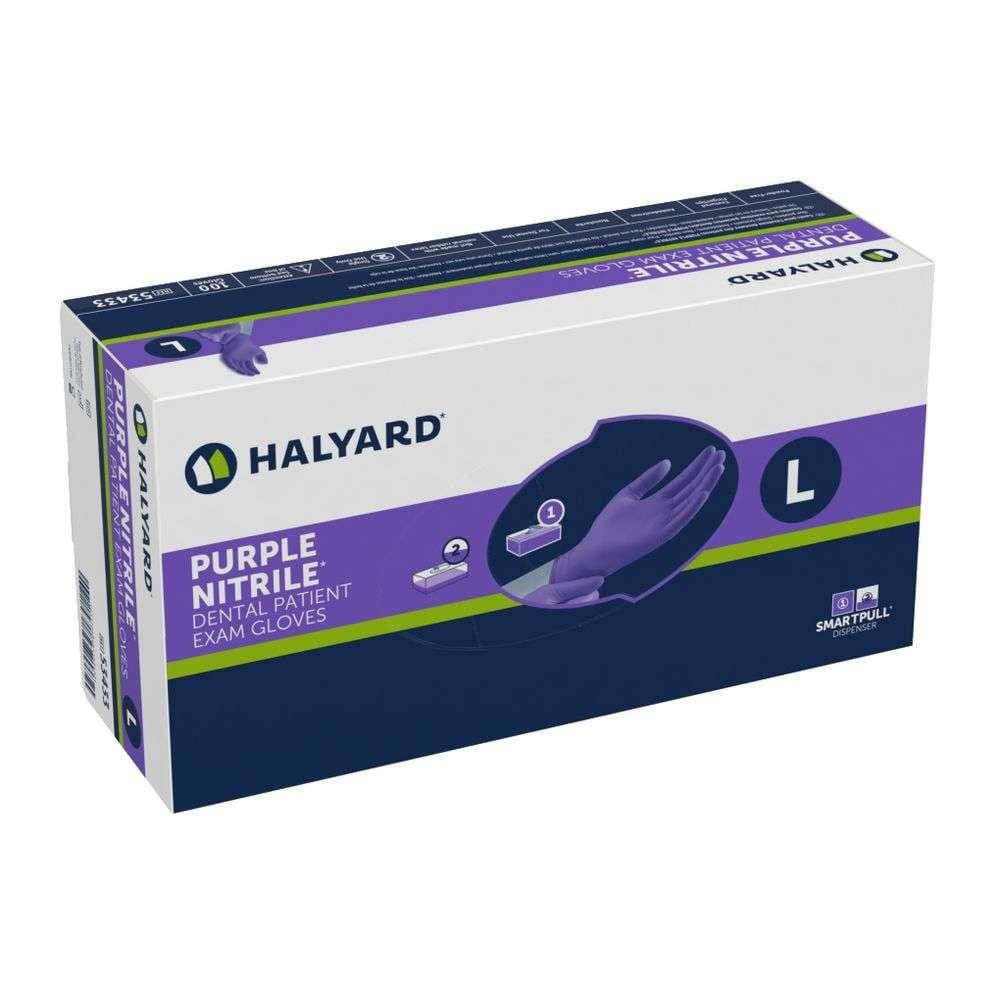 Halyard Purple Nitrile Dental Exam Gloves Large - Case of 1000 - Image 1