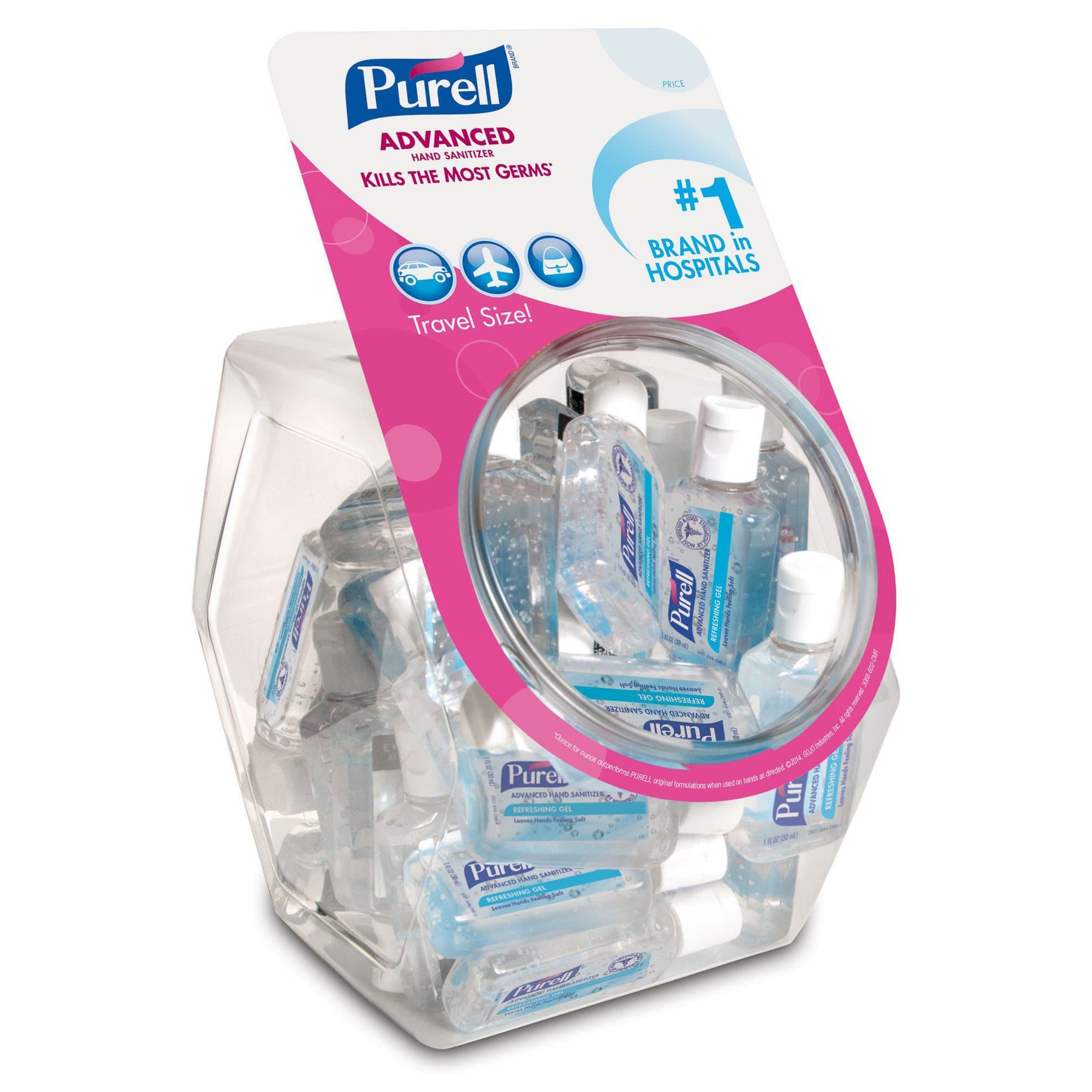 PURELL Advanced Hand Sanitizer Gel Display Bowl, Flip Bottle, 1 oz - Box of 36 - Image 1