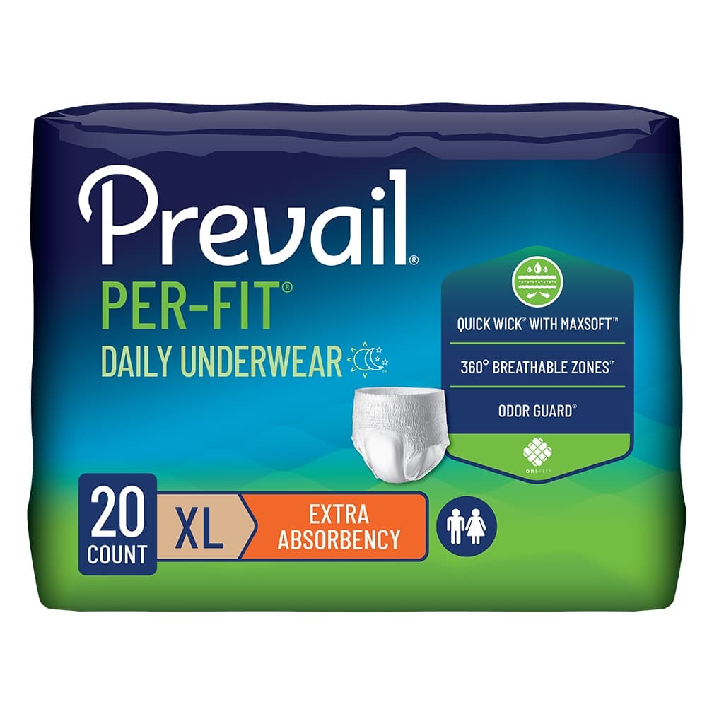 Prevail Per-Fit Extra Unisex Daily Underwear, Extra Large - Package of 20 - Image 1