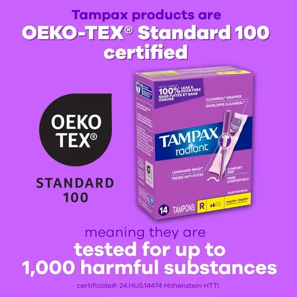 Tampax Radiant Tampons, Regular-Super-Super Plus Absorbency - Box of 28 - Image 6