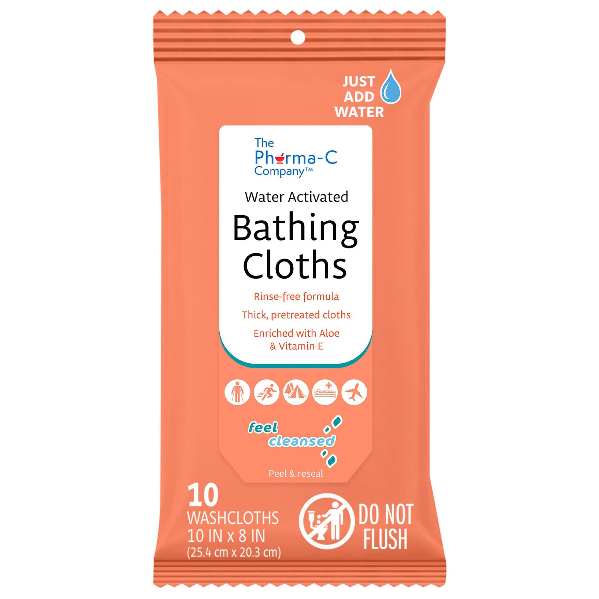Pharma-C-Wipes Water Activated Bathing Cloth, 10 x 8 Inch - Image 1