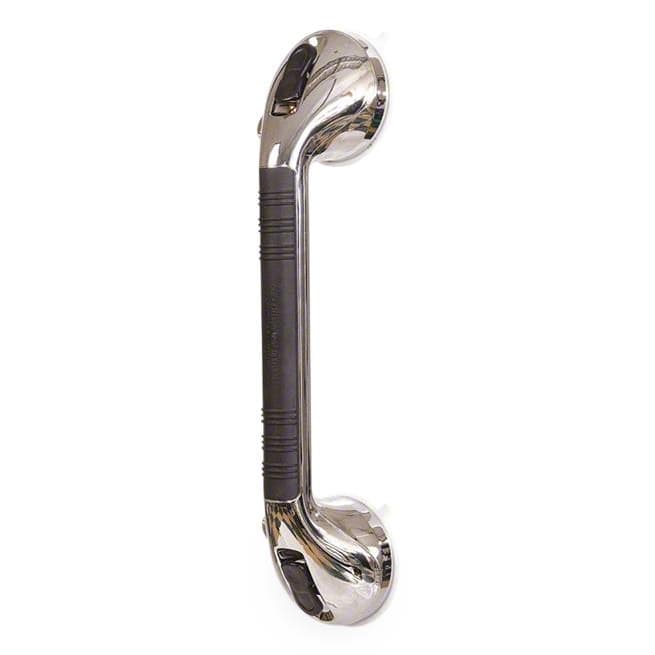 HealthSmart Suction Cup Grab Bars, Antimicrobial, Chrome, 16" - Each - Image 1