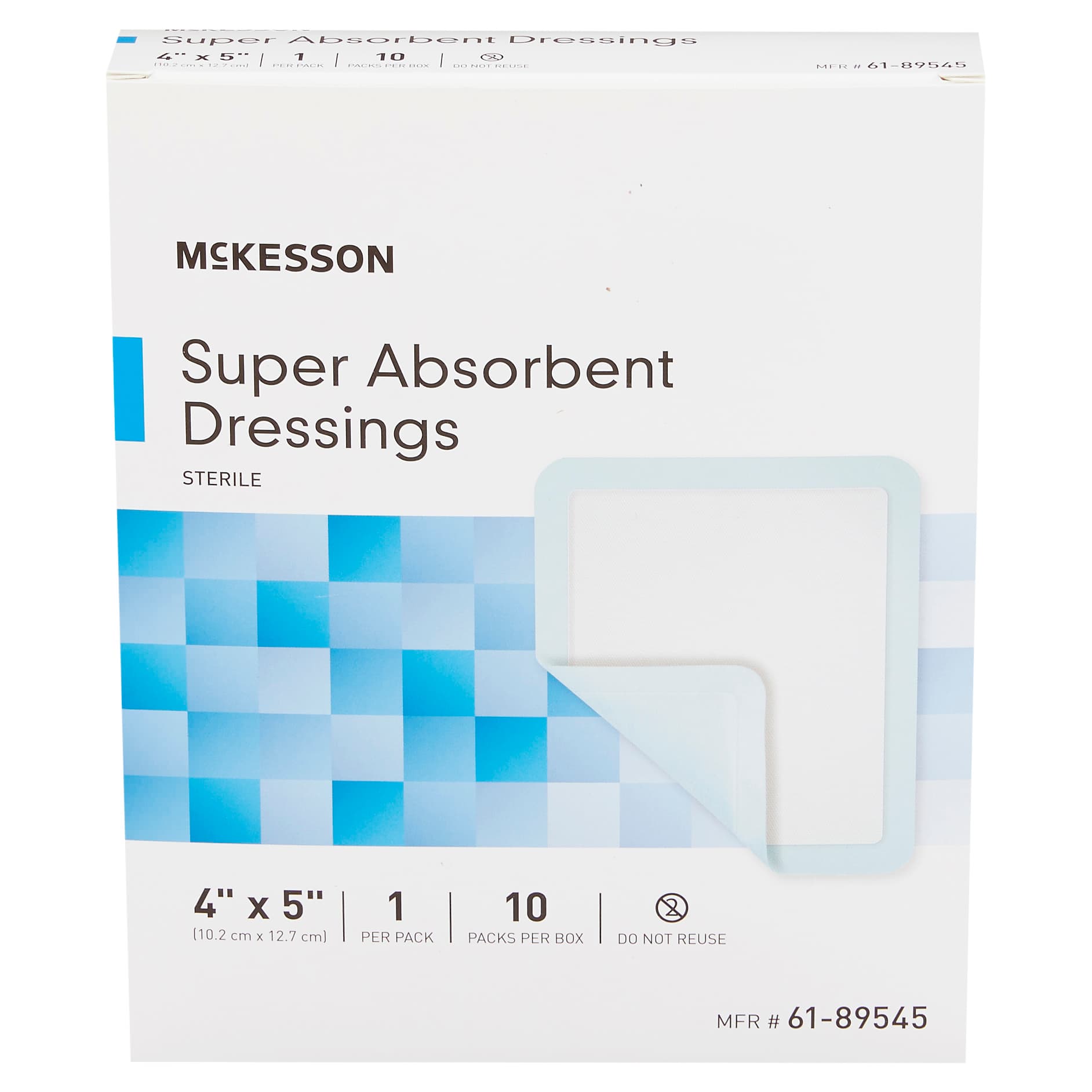 McKesson Super Absorbent Dressing Polypropylene Backing Blue White Rectangle Sterile - Image 4