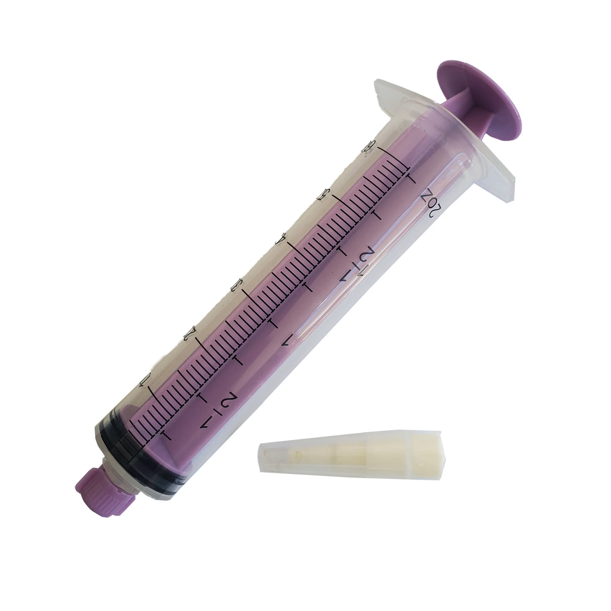 AMSure 60 mL Flat Top Piston Syringe with Transition Adapter, ENFit Tip - Each - Image 1