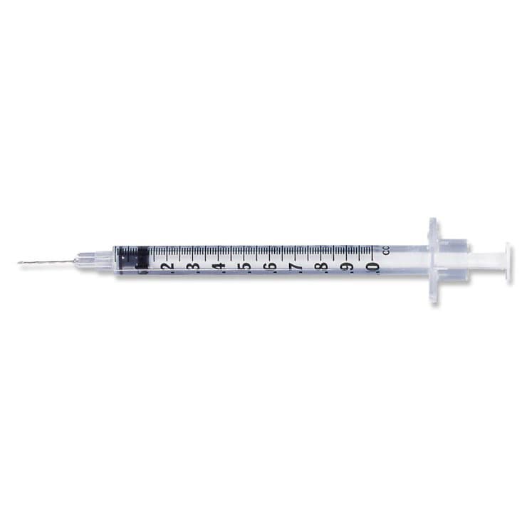 BD 1 mL Allergy Syringe with Permanently Attached Needle - Box of 100 - Image 1